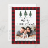 水素朴色パインズ赤い格子模様の写真 ポストカード (正面/裏面)