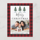 水素朴色パインズ赤い格子模様の写真 ポストカード (正面)