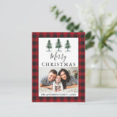 水素朴色パインズ赤い格子模様の写真 ポストカード (スタンド正面)