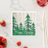 水素朴色パインツリーズハッピーホリデー スタンダードカクテルナプキン (インサイチュ)