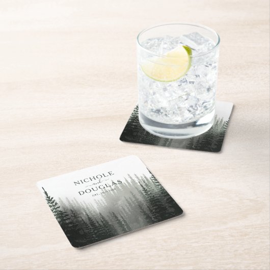 水素朴色パインフォレスト結婚式の引き出物 スクエアペーパーコースター (インサイチュ)