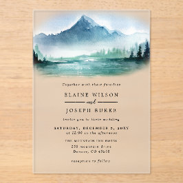 水素朴色パインマウンテンズレイク結婚ズ アクリル招待状