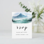 水素朴色パイン山レイクウェディングRSVP インビテーションポストカード (スタンド正面)