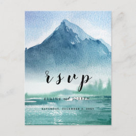 水素朴色パイン山レイクウェディングRSVP インビテーションポストカード