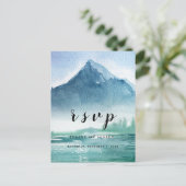 水素朴色パイン山レイクウェディングRSVP インビテーションポストカード (スタンド正面)