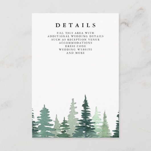 水素朴色パイン森林冬の結婚式 エンクロージャーカード (正面)
