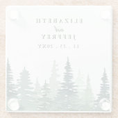 水素朴色パイン森林冬の結婚式 ガラスコースター (裏面)