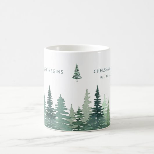 水素朴色パイン森林冬の結婚式 コーヒーマグカップ (中央)