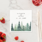 水素朴色パイン森林冬の結婚式 スタンダードカクテルナプキン (インサイチュ)