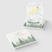 水素朴色パイン森林冬の結婚式 ストーンコースター (横)