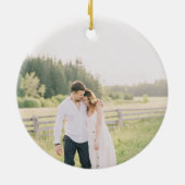 水素朴色パイン森林冬の結婚式 セラミックオーナメント (裏面)