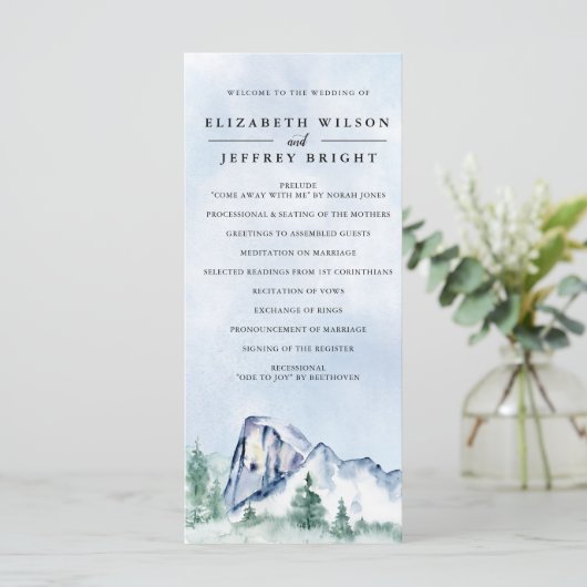 水素朴色パイン森林冬の結婚式 プログラム (スタンド正面)