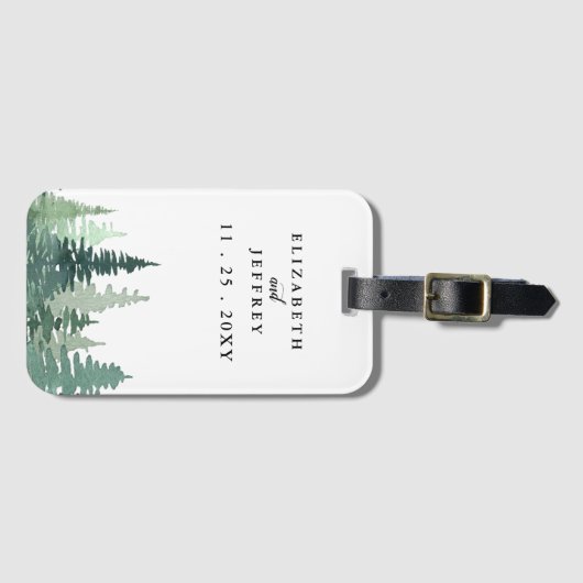 水素朴色パイン森林冬の結婚式 ラゲッジタグ (正面横)