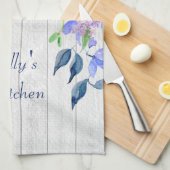 水素朴色パーソナライズされた紫紫紫紫紫陽花 キッチンタオル (四つ折り)