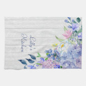 水素朴色パーソナライズされた紫紫紫紫紫陽花 キッチンタオル (横)