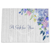 水素朴色パーソナライズされた紫紫紫紫紫陽花 ラージペーパーバッグ (正面)