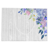 水素朴色パーソナライズされた紫紫紫紫紫陽花 ラージペーパーバッグ (裏面)