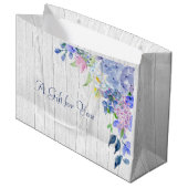 水素朴色パーソナライズされた紫紫紫紫紫陽花 ラージペーパーバッグ (正面アングル)