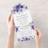 水素朴色パープルアネモンス結婚ズ オールインワン招待状 (貼ってはがせる)