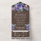 水素朴色パープルアネモンズ結婚ウッド オールインワン招待状 (内側)