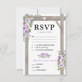 水素朴色パープルフローラ結婚式RSVP 出欠カード