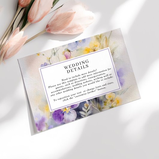 水素朴色パープル&イエロー結婚詳細 エンクロージャーカード