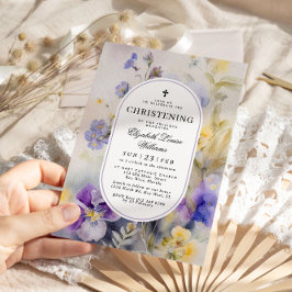 水素朴色パープル&イエロー《キリスト教》洗礼式や命名式 招待状