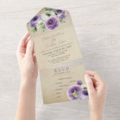 水素朴色パープル&ホワイトランヌカルス オールインワン招待状 (貼ってはがせる)