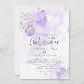 水素朴色パープ淡い色のルバラとバラお尻 招待状 (正面)