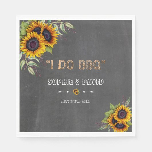 水素朴色ヒマワリChalkboard I DO BBQ スタンダードランチョンナプキン (正面)