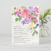 水素朴色ピンクパープルフローラブライダルシャワー 招待状 (スタンド正面)