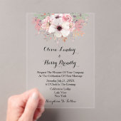 水素朴色ピンクフローラ結婚ズ アクリル招待状 (インサイチュ (ポータブル))