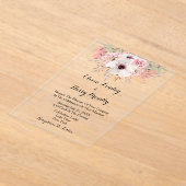 水素朴色ピンクフローラ結婚ズ アクリル招待状 (レイダウン)