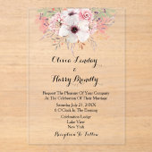 水素朴色ピンクフローラ結婚ズ アクリル招待状 (正面)