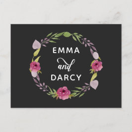 水素朴色ピンクフローラ結婚ズ インビテーションポストカード