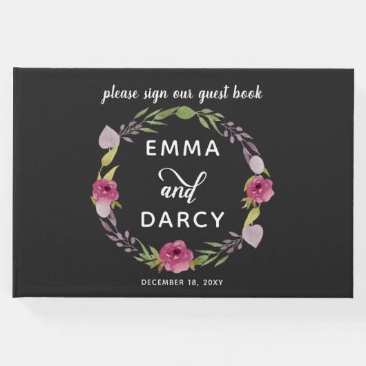水素朴色ピンクフローラ結婚ズ ゲストブック (正面)