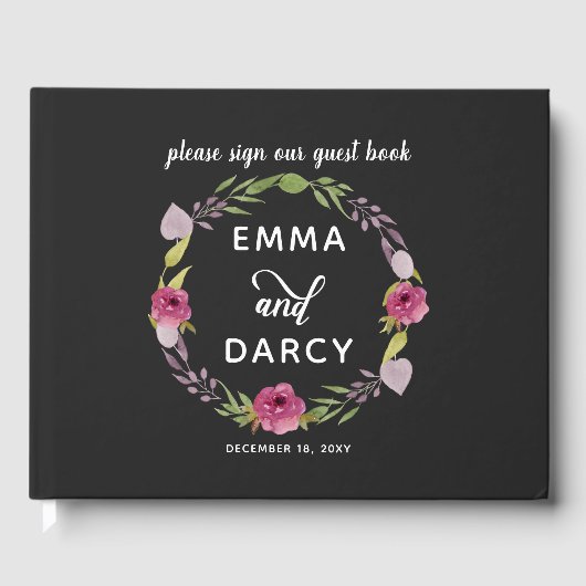 水素朴色ピンクフローラ結婚ズ ゲストブック (正面)