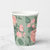 水素朴色ピンクローズグリーン紙プレート 紙コップ (右)