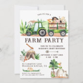 水素朴色ファーム動物子供の誕生日 招待状 (正面)