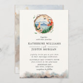 水素朴色フォッよくはしゃぐクス結婚式招待状 (正面/裏面)