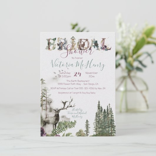 水素朴色フォレストディアブライダルシャワー 招待状 (スタンド正面)