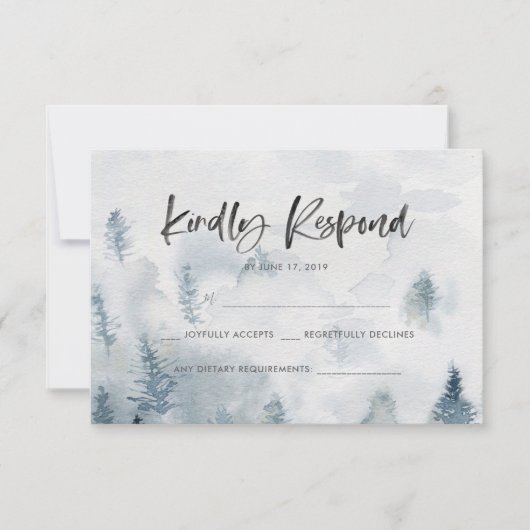 水素朴色フォレストRSVPカード 出欠カード (正面)