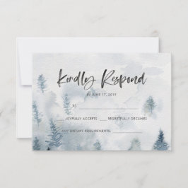 水素朴色フォレストRSVPカード 出欠カード
