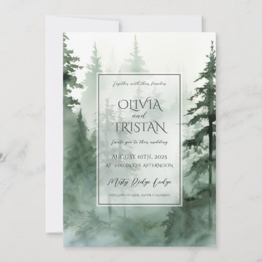 水素朴色フォレ結婚スト 招待状 (正面)