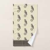 水素朴色フクロウモノグラム名アイボリークリーム バスタオルセット (ハンドタオル)