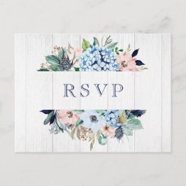 水素朴色フローラあじさい結婚式RSVP ポストカード