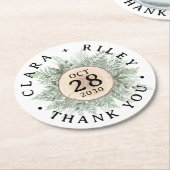 水素朴色フローラウッドズ結婚サンキュー ラウンドペーパーコースター (アングル)