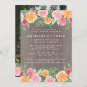 水素朴色フローラウッドフォトブライダルシャワー 招待状 (正面/裏面)