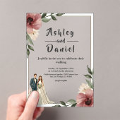 水素朴色フローラカップル夏結婚の アクリル招待状 (インサイチュ (ポータブル))