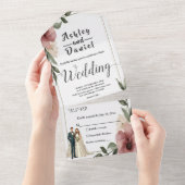水素朴色フローラカップル夏結婚の オールインワン招待状 (貼ってはがせる)